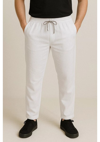 Erkek Bel Bağlamalı Keten Jogger Pantolon P-00015551