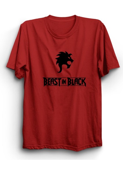 Beast In Black, Lion Logo, Rock Metal Müzik Grubu Baskılı %100 Pamuk Tişört