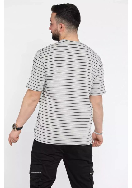 Erkek Çizgi Desenli Bisiklet Yaka Likralı Tişört P-00015555 modelleri