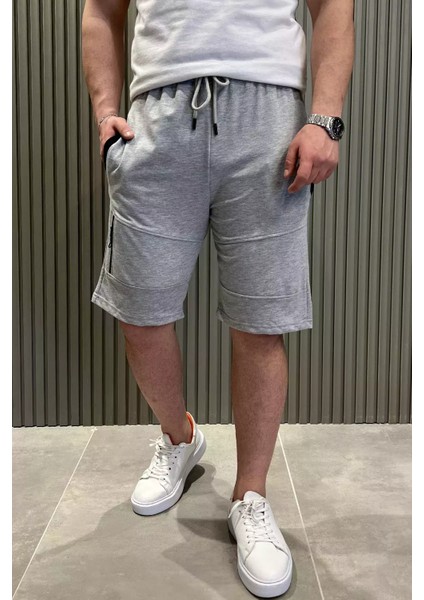 Erkek Bel Bağcıklı Cepli Fermuar Detaylı Şort P-00015308