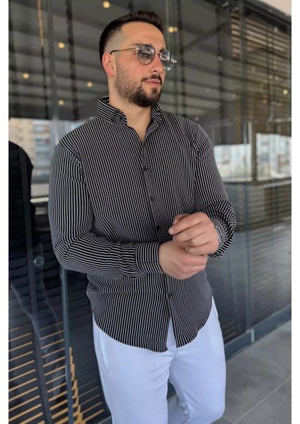 Çizgi Desenli Erkek Uzun Kol Gömlek P-00015491 fiyatları
