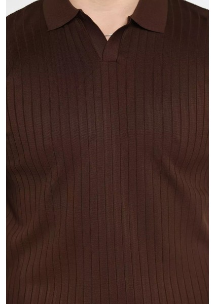 Erkek Polo Yaka Kendinden Çizgi Desenli Triko Tişört P-00015202 modelleri