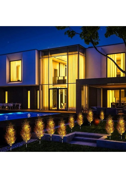 4 Lü Solar Sarı Ledli Çam Ağacı - Güneş Enerjili LED - Çam Ağacı Bahçe Aydınlatması fırsatları