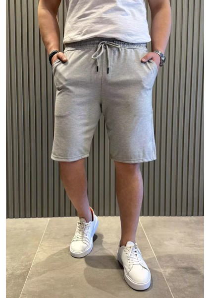 Erkek Bel Bağcıklı Kendinden Desenli Cepli Şort P-00015311