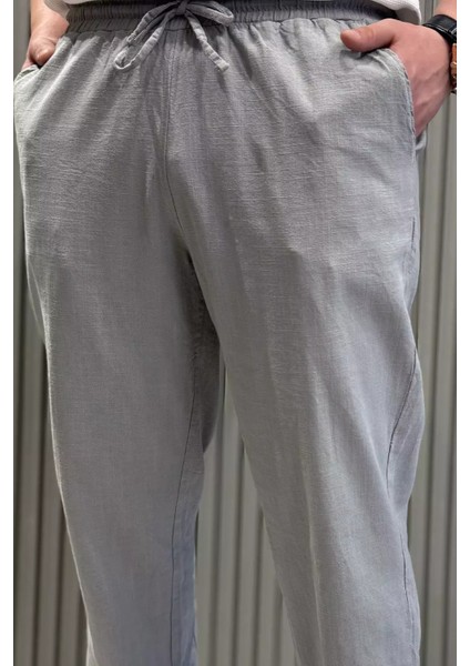 Erkek Bel Bağlamalı Keten Jogger Pantolon P-00015551 fırsatları