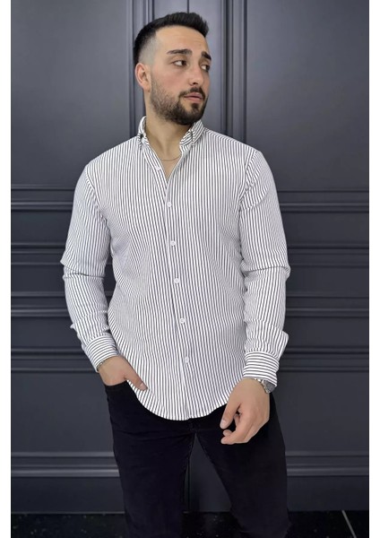 Çizgi Desenli Erkek Uzun Kol Gömlek P-00015491 fiyatları