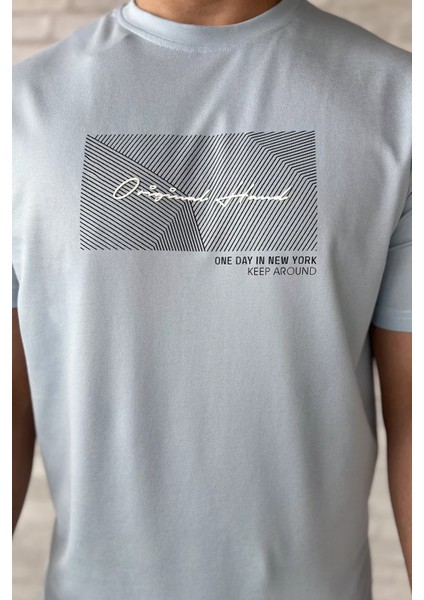 Erkek Bisiklet Yaka Baskılı Tişört P-00015318 modelleri