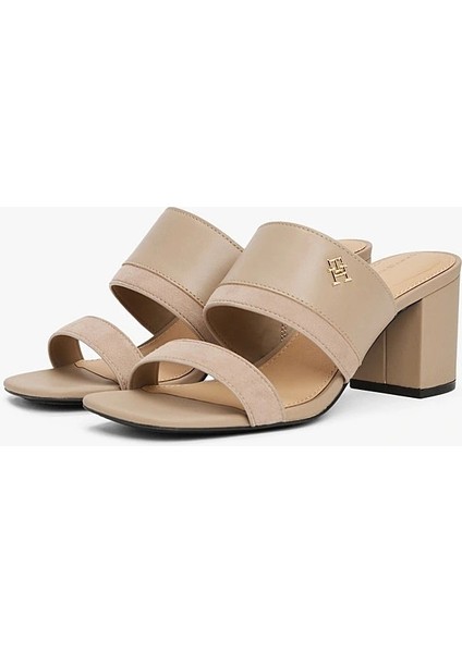 Leather & Suede Block Heel Mule