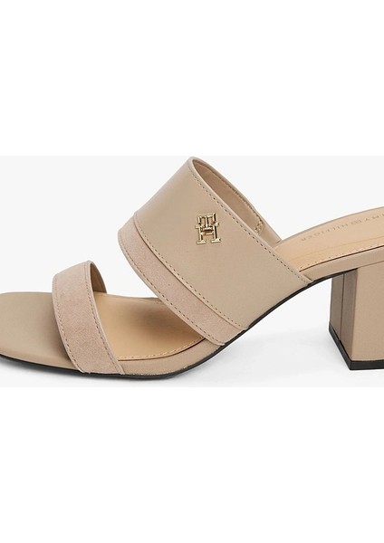 Leather & Suede Block Heel Mule indirimleri