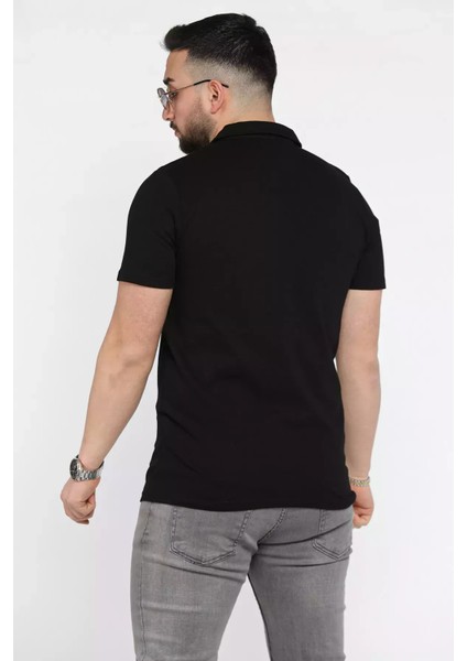 Erkek Kendinden Desenli Devrik Yaka Yarım Kol Gömlek P-00015330