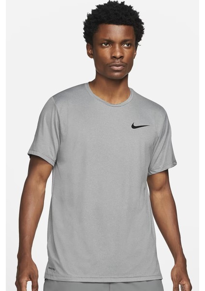 Pro Dri Fit Short Sleeve Mens Erkek Koşu Antrenman Tişörtü Gri