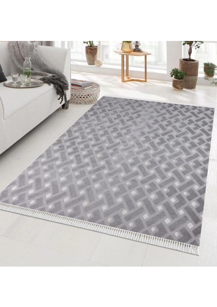 Mojee 2205 Gri Micro Fiber Polyester Yumuşak Silinebilir Keçeleşmez Leke Tutmaz Dekoratif Halı