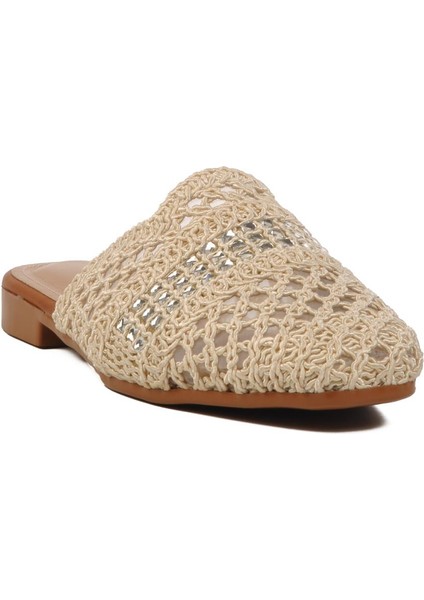 Bej Triko Hafif Önü Kapalı Kadın Terlik PC-54712 Z
