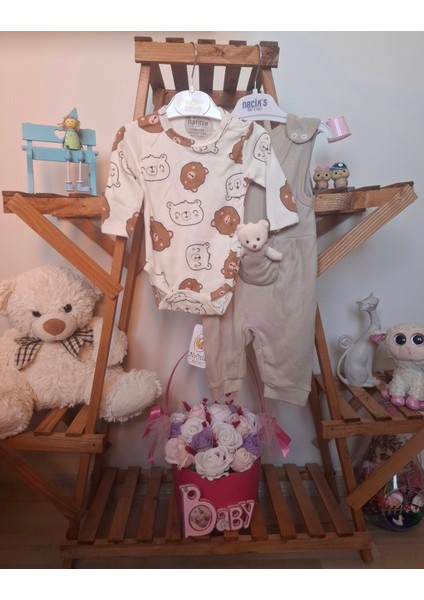 Unisex Bebek Ayıcıklı 2'li Tulum Takımı modelleri