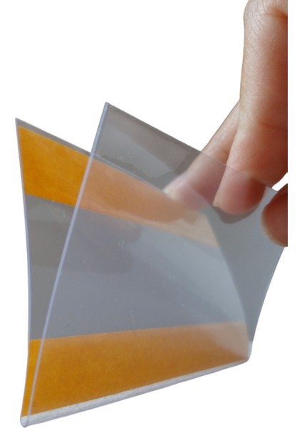 50 Adet Pvc 2 Bantlı Raf Önü Etiketliği, Şeffaf Çift Taraflı BANTLI,5X10 cm