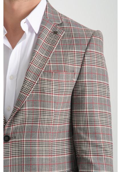 Ferruci Erkek Siyah - Hardal Ekose Slim Fit Dar Kesim Mono Yaka Blazer Ceket fiyatları