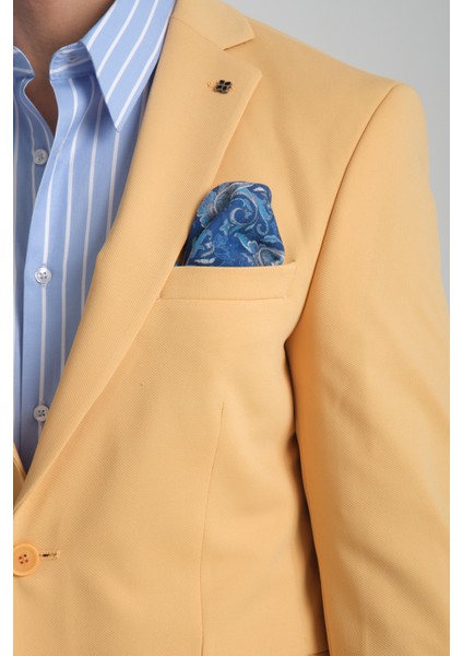 Baselna Erkek Kahve Esneyen Likralı Kumaşlı Tam Astarlı Slim Fit Mono Yaka Dar Kesim Blazer Ceket