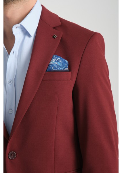 Baselna Erkek Kahve Esneyen Likralı Kumaşlı Tam Astarlı Slim Fit Mono Yaka Dar Kesim Blazer Ceket