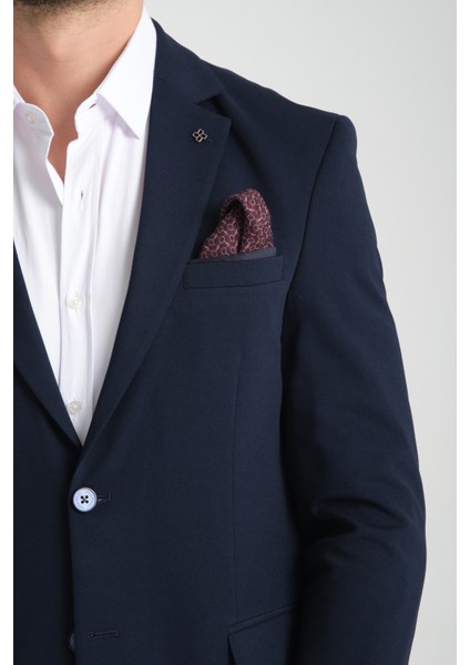 Baselna Erkek Kahve Esneyen Likralı Kumaşlı Tam Astarlı Slim Fit Mono Yaka Dar Kesim Blazer Ceket