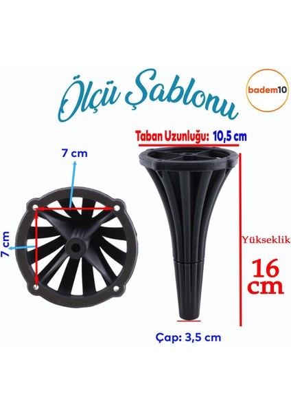 (4 Adet) Istanbul 16 cm Siyah Mobilya Kanepe Koltuk Tv Ünitesi Konsol Ayağı Ayak Ayakları