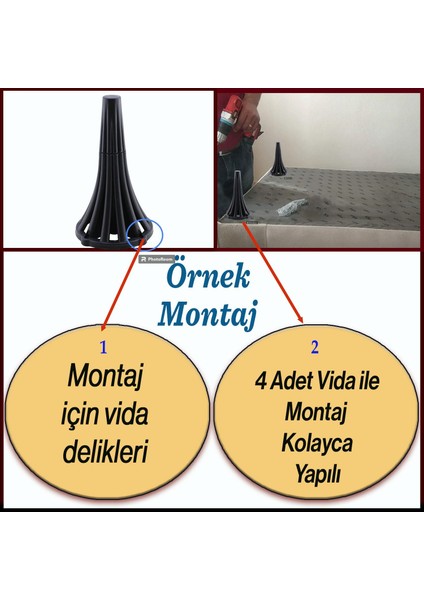 (4 Adet) Istanbul 16 cm Siyah Mobilya Kanepe Koltuk Tv Ünitesi Konsol Ayağı Ayak Ayakları