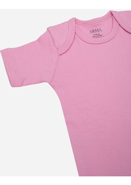 %100 Organik Pamuklu Pembe Kısa Kollu Bebek Body 5'li Paket modelleri