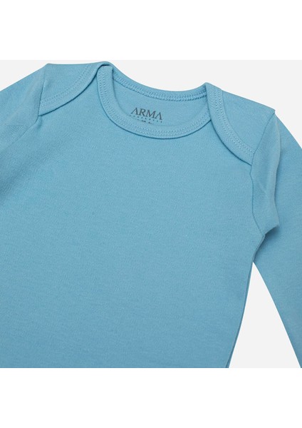 %100 Organik Pamuk 3'lü Mavi Uzun Kollu Bebek Çıtçıtlı Zıbın Body modelleri