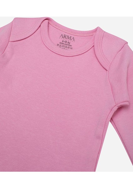 %100 Organik Pamuklu Pembe Uzun Kollu Bebek Body 5'li Paket modelleri