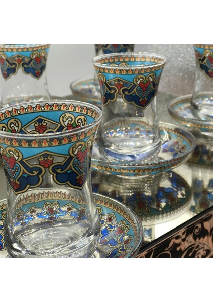 Desenli 6 Kişilik Çay Bardağı Seti