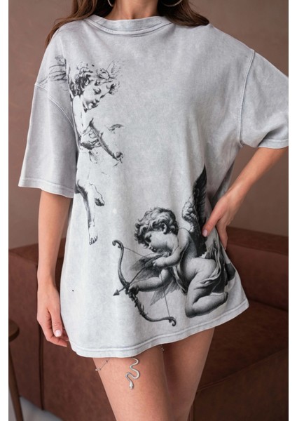 Baskılı Yıkamalı Salaş Basic T-Shirt fiyatları