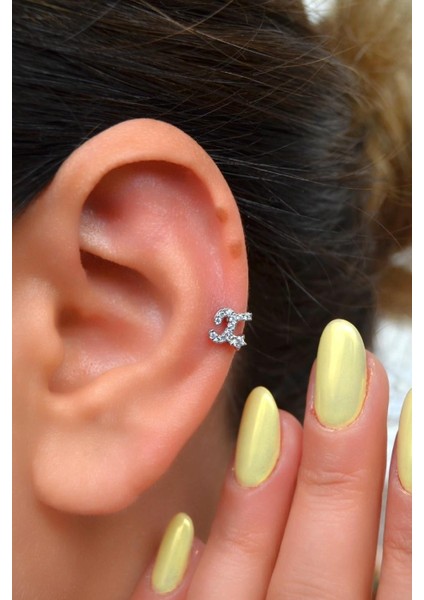 x Harfi Piercing Gümüş Renkli Harf Piercing x