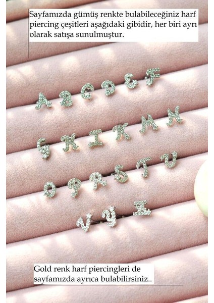 x Harfi Piercing Gümüş Renkli Harf Piercing x