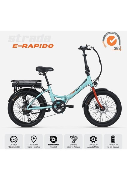Strada E-Rapido 20 Jant Folding Elektrikli Bisiklet