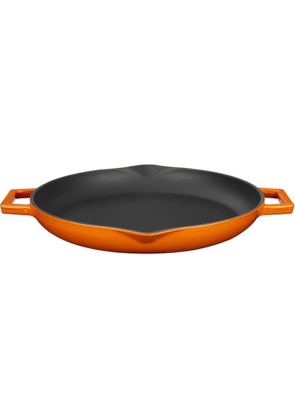 Metal Döküm Kızartma Tavası, Metal Kulplu, 26 Cm, Turuncu