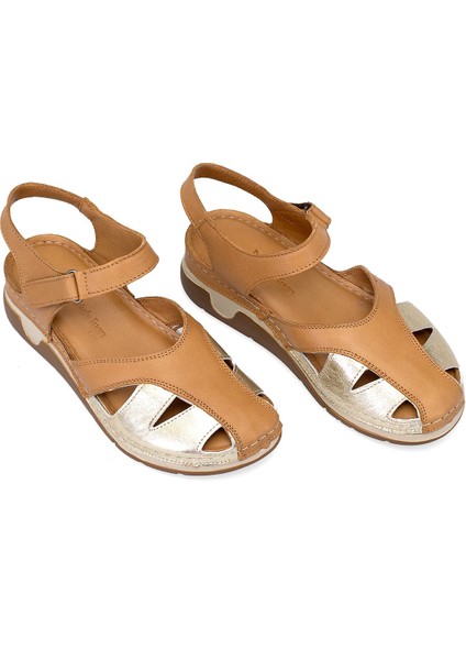 Elit Rhmm-01 Kadın Ortopedik Düz Sandalet Taba