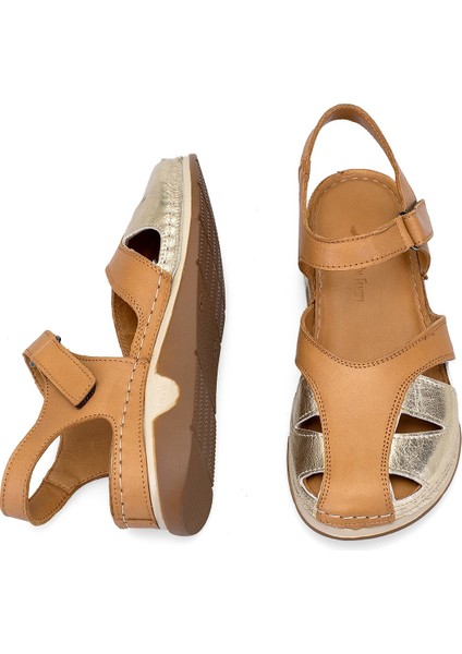 Elit Rhmm-01 Kadın Ortopedik Düz Sandalet Taba