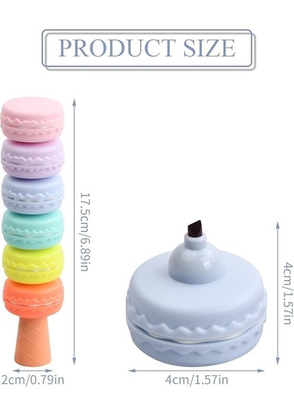 Design Fosforlu Pastel Renkli Sanatsal Marker Kalem Seti - 6 Çeşit Renk (Makaron Şekil Fosforlu Kalem)