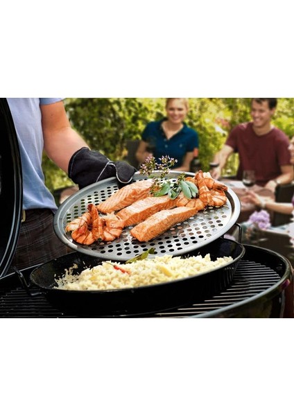 Gurme Set 420, Porselen Emaye Tava ve Delikli Plaka Tabak, Barbekü Izgara, Buharda Pişirme, 420 Serisi Barbekülerle Uyumlu
