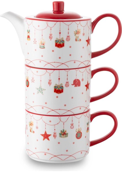 New Year Janus Teapot ve 2'li Bardak Seti