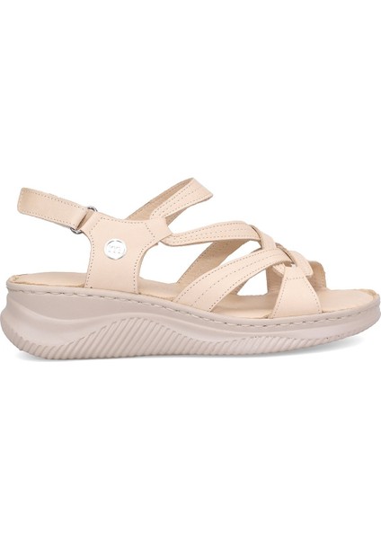 D25YS-2265 Kadın Dolgu Topuk Sandalet Bej