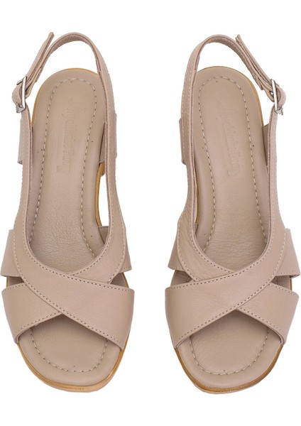 Elit KOC15-06 Kadın Topuklu Sandalet Bej modelleri