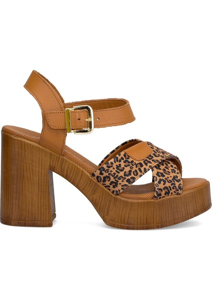 Elit Dke-31 S-472 Kadın Topuklu Sandalet Taba