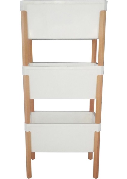 Bienwood Bie 7079 Ahşap Ayaklı 3'lü Plastik Çok Amaçlı Dolap (Oyuncak Dolabı, Mutfak Kiler Dolabı) indirimleri