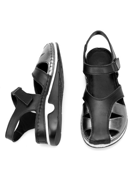 Elit Rhmm-01 Kadın Ortopedik Düz Sandalet Siyah