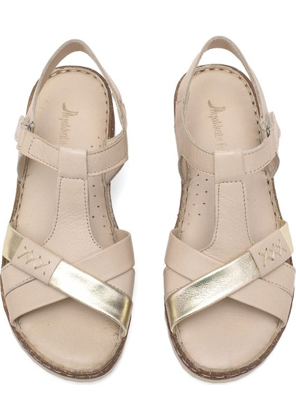 Elit RHM207 Kadın Ortopedik Düz Sandalet Bej modelleri