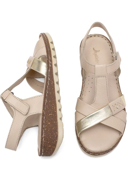 Elit RHM207 Kadın Ortopedik Düz Sandalet Bej fırsatları