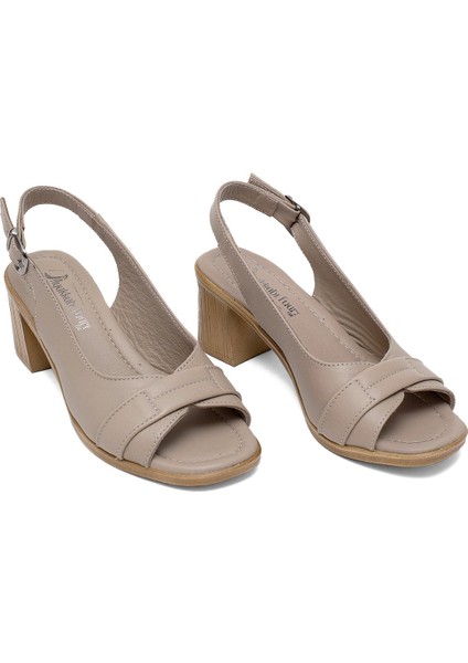 Elit KOC22-18 Kadın Topuklu Sandalet Bej