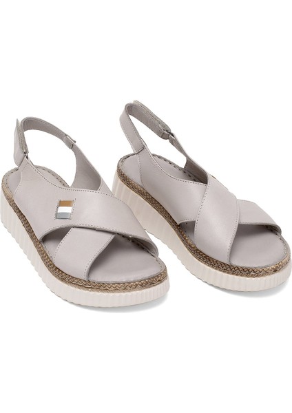 Elit RHM408 Kadın Ortopedik Düz Sandalet Gri