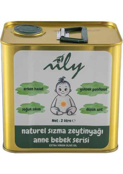 Anne Bebek Serisi Erken Hasat Soğuk Sıkım Naturel Sızma Zeytinyağı (2L)