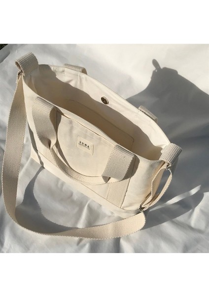 Kanvas Çıtçıtlı Çanta Ayarlanabilir Çapraz Askılı Kadın El Ve Omuz Çantası U:30 E:35 G:10 Cm
